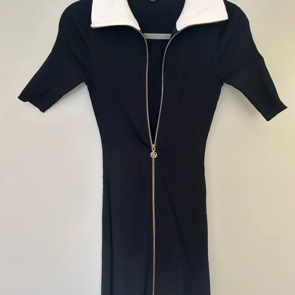 Maje Black Mini Dress with Zipper - Picture 4 of 4